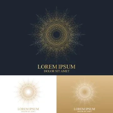 Geometric abstract round form with connected line and dots. Graphic composition Illustrazione stock