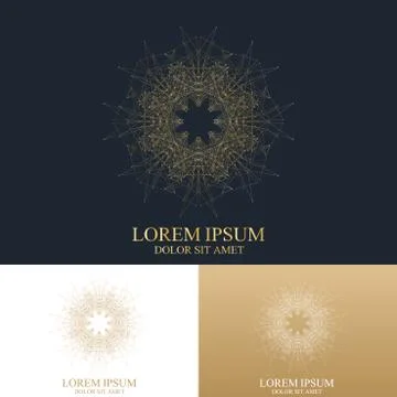 Geometric abstract round form with connected line and dots. Graphic composition 스톡 일러스트