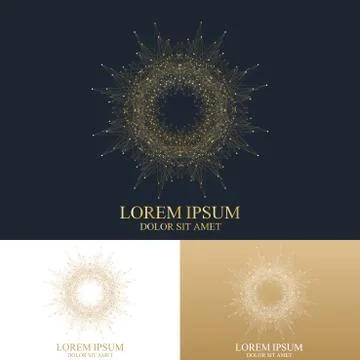 Geometric abstract round form with connected line and dots. Graphic composition 스톡 일러스트