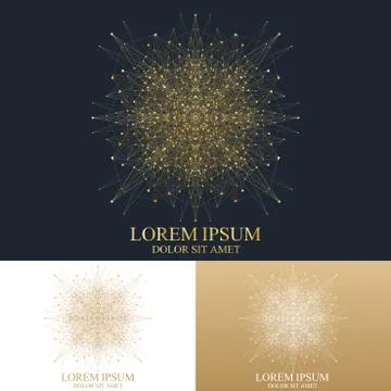 Geometric abstract round form with connected line and dots. Graphic composition Stock Illustration