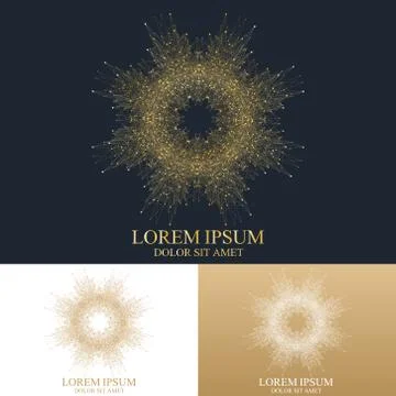 Geometric abstract round form with connected line and dots. Graphic composition Stock Illustration