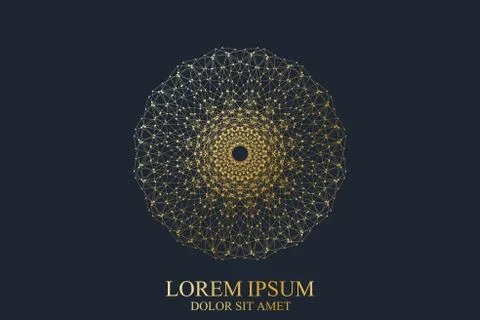 Geometric abstract round icon with connected line and dots. Graphic composition Stock Illustration