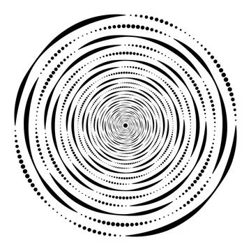 Geometric abstract round shape from lines and dots Illustrazione stock