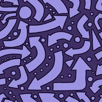 Geometric abstract seamless pattern with arrows symbol. Purple background wit イラスト素材