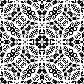 Geometric Abstract Seamless  Pattern. Black and White Colors Stock Illustration