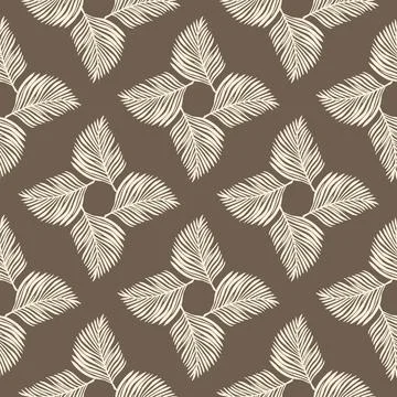 Geometric abstract seamless pattern with light grey fern leaf ornament. Paste Stock Illustration