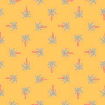 Geometric abstract seamless pattern with nature botanic blue palm tree orname Stock Illustration