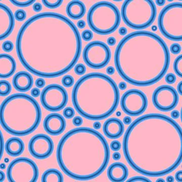 Geometric abstract seamless pattern randomly azure rings on pink background Stock Illustration