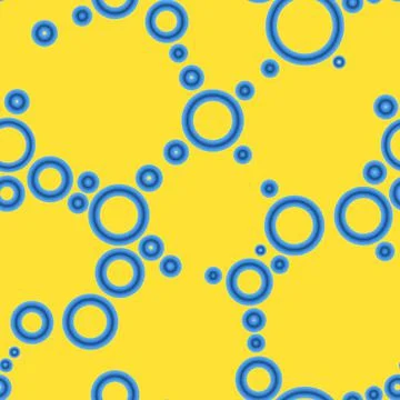 Geometric abstract seamless pattern randomly azure rings on yellow background Stock Illustration