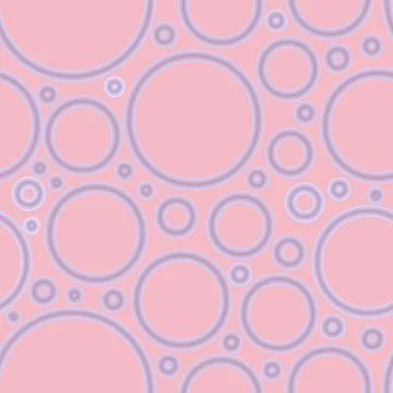 Geometric abstract seamless pattern randomly azure rings on pink background Stock Illustration