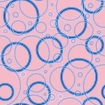 Geometric abstract seamless pattern randomly azure rings on pink background Stock Illustration