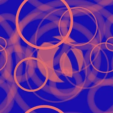 Geometric abstract seamless pattern randomly pink rings on blue background Stock Illustration