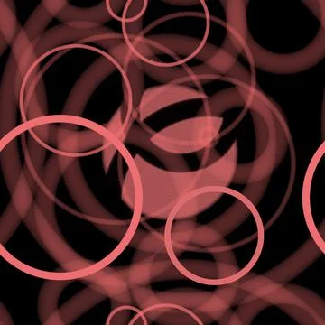 Geometric abstract seamless pattern randomly pink rings on black background Stock Illustration