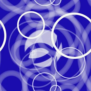 Geometric abstract seamless pattern randomly white rings on azure background Illustrazione stock