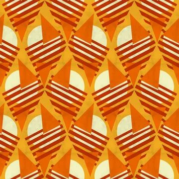 Geometric abstract seamless pattern of rhombuses in warm colors Stock Illustration
