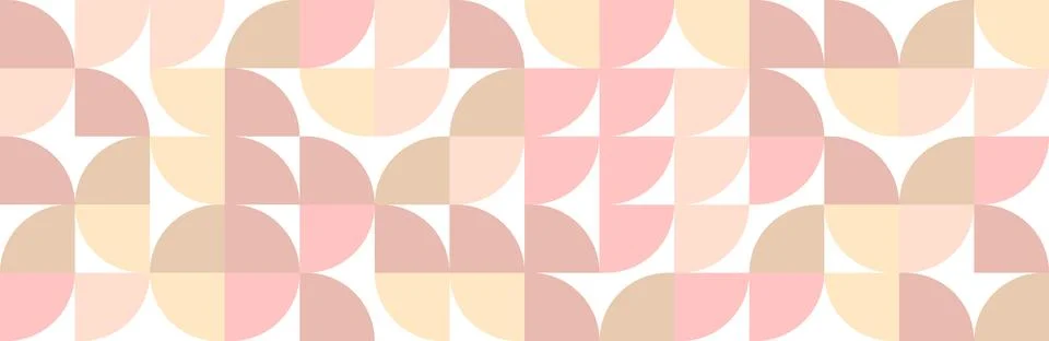Geometric abstract seamless pattern with rounded shapes in pastel pink, beige Stock Illustration