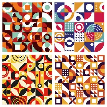Geometric Abstract Seamless Pattern Set Stock Illustration