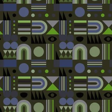 Geometric abstract seamless pattern with shapes of various form Stock Illustration