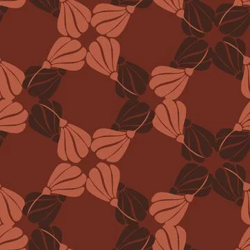 Geometric abstract seamless pattern with simple flowers ornament. Maroon dark イラスト素材