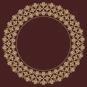 Geometric Abstract Seamless Vector Pattern with Round Golden Ornament Illustrazione stock