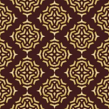 Geometric Abstract Seamless Vector Pattern with Brown and Golden Colors Stock Illustration