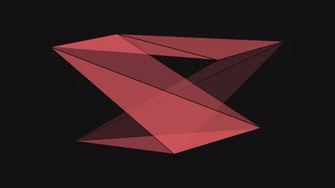 A geometric abstract shape featuring a twisted red triangle polygon structure Video stock 336263184