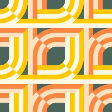 Geometric abstract shapes grid based intertwined pattern イラスト素材