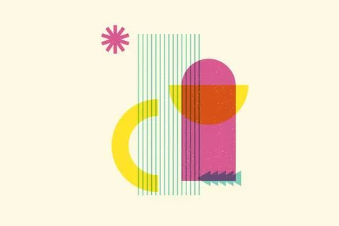 Geometric abstract shapes with risograph effect. Stock Illustration