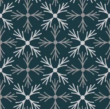Geometric abstract snowflake seamless pattern. Christmas, all winter holiday Stock Illustration