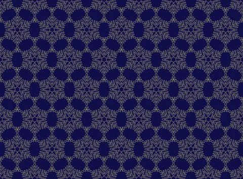 Geometric abstract snowflake seamless pattern. Stylish monochrome gold line Stock Illustration