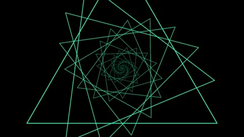 Geometric Abstract Spirals in Triangles with Depth Effect in Dark Background Stock Footage 340944072