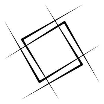 Geometric abstract square element. Intersecting lines forming a square shape Stock Illustration