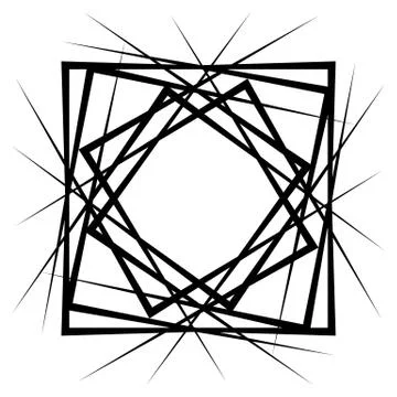 Geometric abstract square element. Intersecting lines forming a square shape Ilustración de archivo