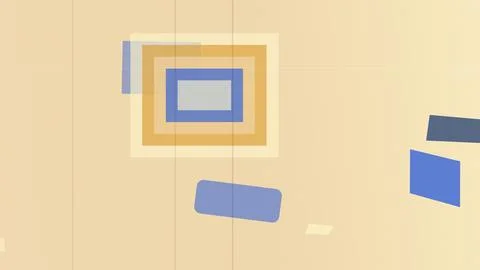 Geometric abstract squares and rectangles in beige and blue create a calm m.. Illustrazione stock
