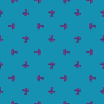 Geometric abstract style seamless pattern with purple Leccinum scabrum mushro Stock Illustration