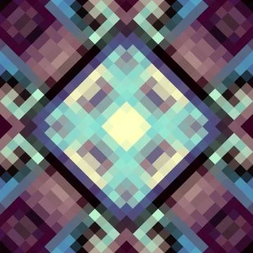 Geometric abstract symmetric pattern in pixel art style. Illustrazione stock