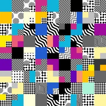 Geometric abstract symmetric pattern in pixel art style. 스톡 일러스트