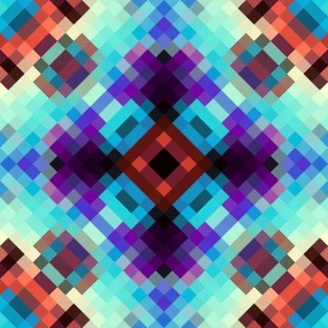 Geometric abstract symmetric pattern in pixel art style. Illustrazione stock