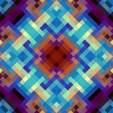 Geometric abstract symmetric pattern in pixel art style. Stock Illustration