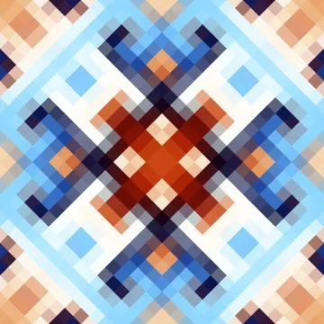 Geometric abstract symmetric pattern in pixel art style. Illustrazione stock