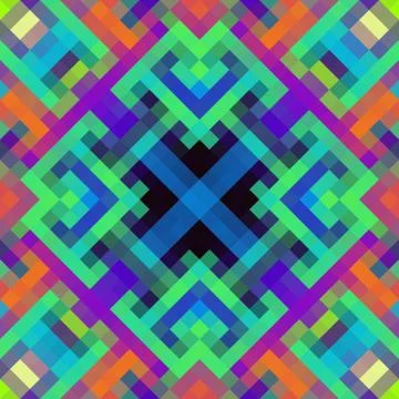 Geometric abstract symmetric pattern in pixel art style. Illustrazione stock