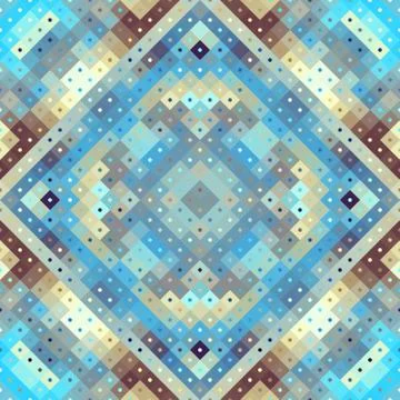 Geometric abstract symmetric pattern in pixel art style. Stock Illustration