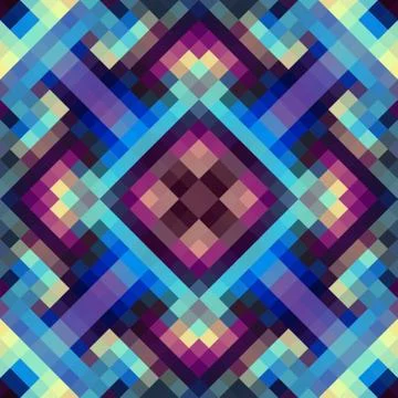 Geometric abstract symmetric pattern in pixel art style. Illustrazione stock