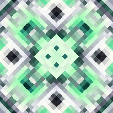 Geometric abstract symmetric pattern in pixel art style. Stock Illustration