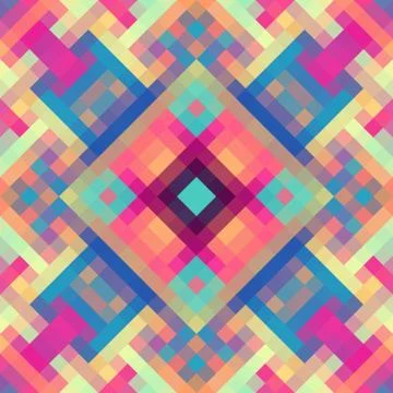 Geometric abstract symmetric pattern in pixel art style. Illustrazione stock