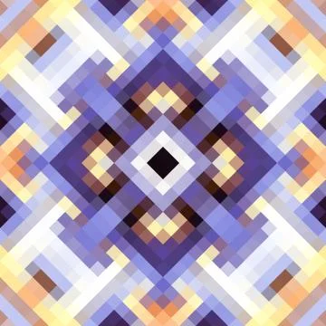 Geometric abstract symmetric pattern in pixel art style. Illustrazione stock