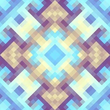Geometric abstract symmetric pattern in pixel art style. Illustrazione stock