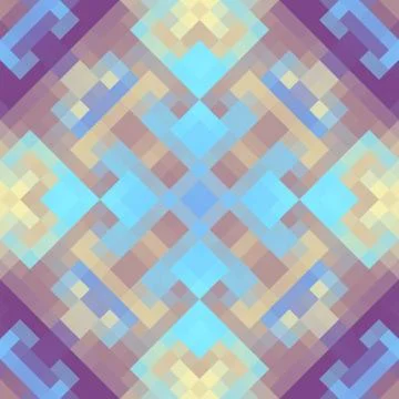 Geometric abstract symmetric pattern in pixel art style. イラスト素材