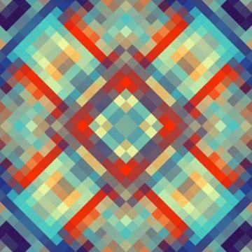 Geometric abstract symmetric pattern in pixel art style. Illustrazione stock