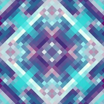 Geometric abstract symmetric pattern in pixel art style. Illustrazione stock